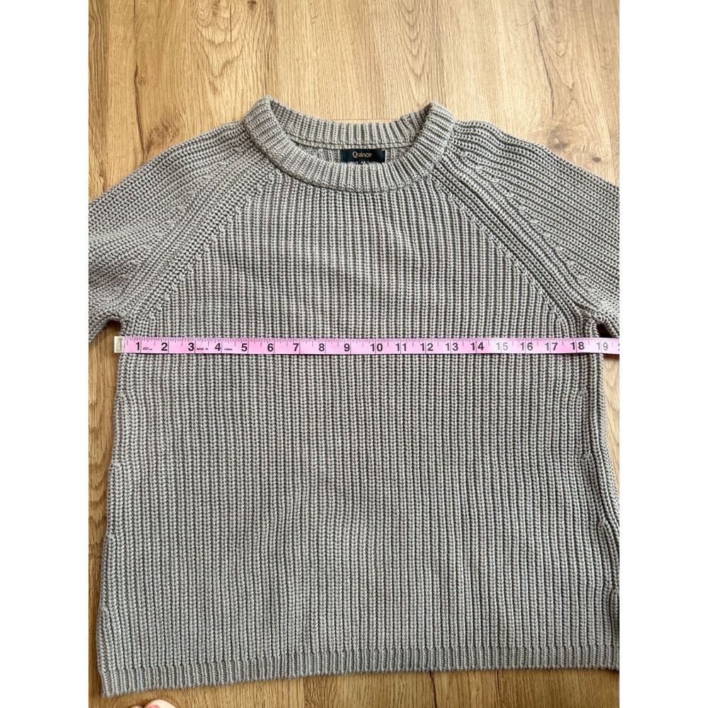 Quince Fisherman Sweater Organic Cotton Knit Taupe Gray Crewneck Size M - Picture 8 of 8